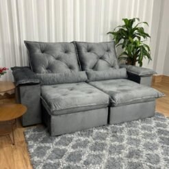 Sofá Retrátil Reclinável Porto Madeiro 2.00m- Cinza Veludo