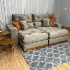 Sofá Retrátil e Reclinável Gran Bello 2.30m - Capuccino Veludo