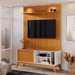 Rack Aruba com Painel Avant 55" -  Off White/Cedro