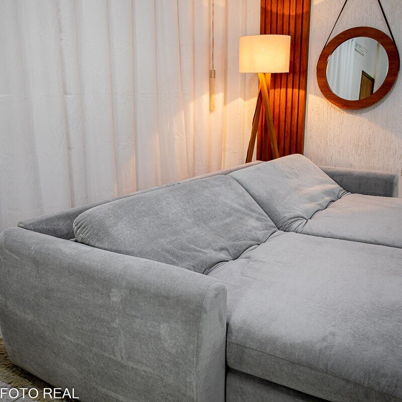 Sofá Retrátil Amaranto Premium 2.30m Veludo Plush Prata - Sem Caixa - Imagem 13