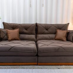 Sofá Retrátil Reclinável Gran Bello 2.90m Veludo Marrom - Molas Ensacadas