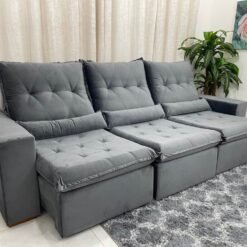 Sofá Retrátil Reclinável Las Vegas 2.70m - Cinza Veludão