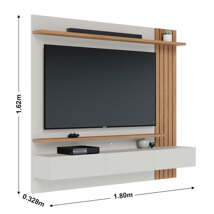 Home Suspenso Juriti Larg. 1.80m Off White/Freijó para TV até 70" - Colibri - Imagem 5