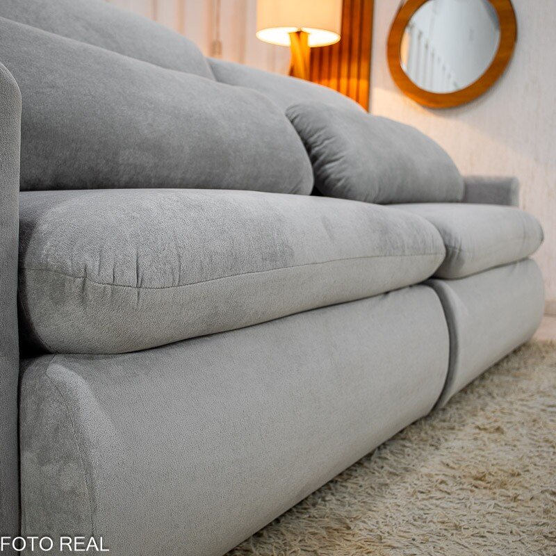 Sofá Retrátil Amaranto Premium 2.30m Veludo Plush Prata - Sem Caixa - Imagem 16