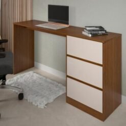 Escrivaninha Júlia 3 Gavetas - Cinamomo/Off White