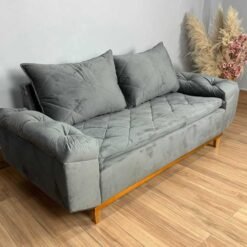 Sofá 3 lugares Berlim 2.00m - Cinza Veludo