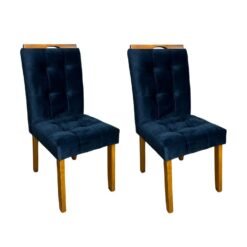 Conjunto Cadeiras Londres 2 unidades - Cinamomo/Azul Veludo