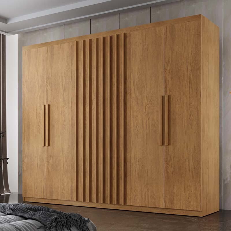Guarda-Roupa Casal Cairo Ripado 6 Portas MDF Larg. 1.80m Nature Rufato