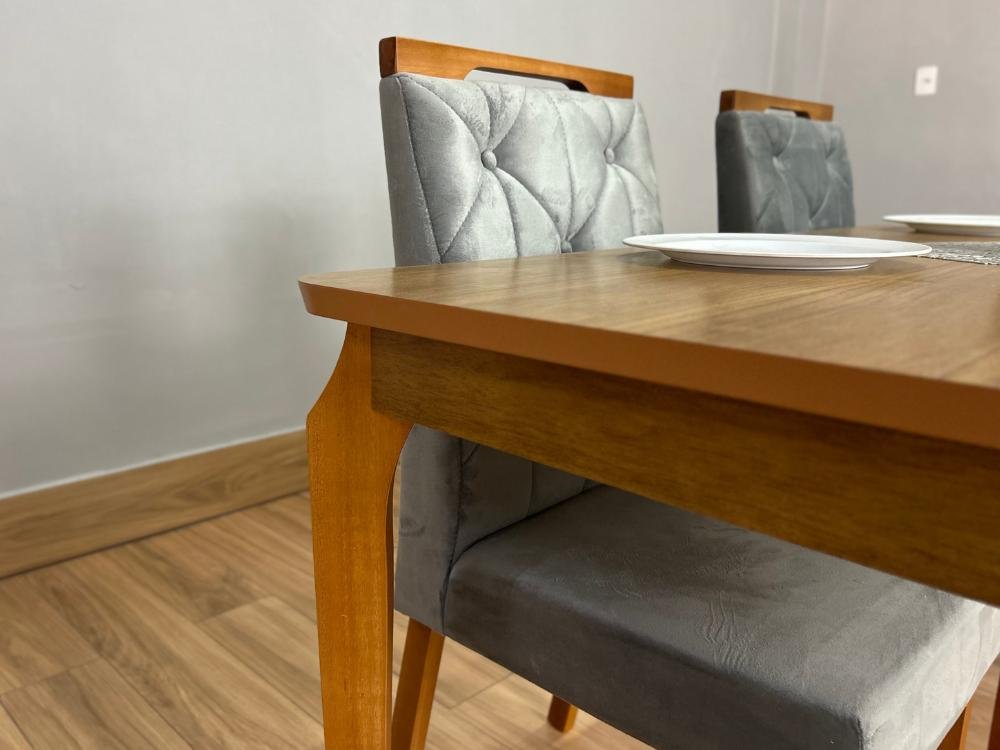Mesa de Jantar Alegra 1.20x0.80 Com 4 Cadeiras Jasmim - Cinamomo/Cinza - Imagem 2