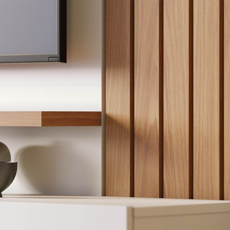 Home Suspenso Juriti Larg. 1.80m Off White/Freijó para TV até 70" - Colibri - Imagem 4