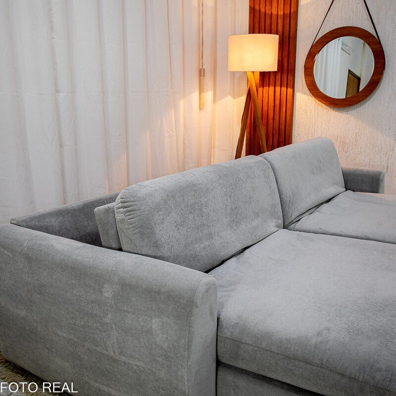 Sofá Retrátil Amaranto Premium 2.30m Veludo Plush Prata - Sem Caixa - Imagem 14