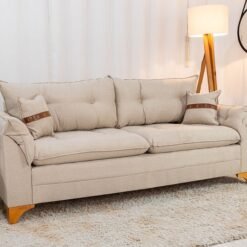 Sofá 3 Lugares Creta Linho Bege 24 Larg. 2.00m - Molas bonnel