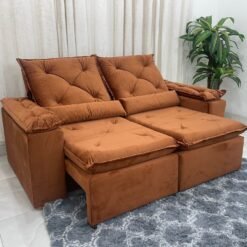 Sofá Retrátil Reclinável Brasão 2.00m- Terracota Veludo