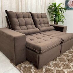 Sofá Retrátil Reclinável Small 2.00m - Marrom Veludão