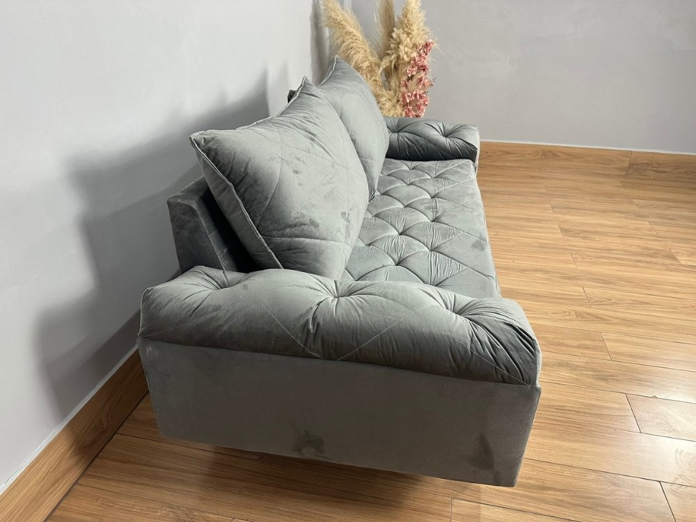 Sofá 3 lugares Berlim 2.00m - Cinza Veludo - Imagem 3