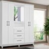 Guarda-Roupa Capelinha Lyon 4 portas com espelho - Branco