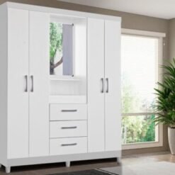 Guarda-Roupa Capelinha Lyon 4 portas com espelho - Branco