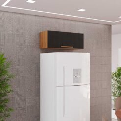 Armário de Cozinha Aéreo Geladeira New Valência - Cinamomo/Preto
