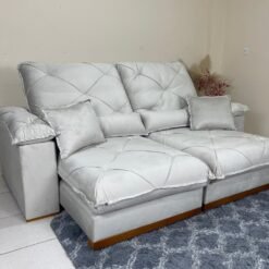 Sofá Retrátil e Reclinável Eros 2.50m - Bege Veludo