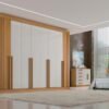 Guarda-Roupa Daymond  8 Portas e 8 Gavetas - Cinamomo Ripado/Off White
