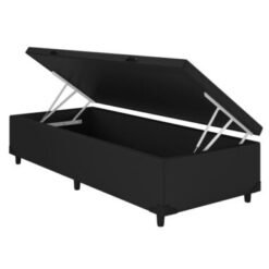 Base Box Baú Classic solteiro - Preto Corino