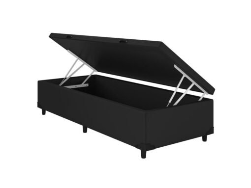 Base Box Baú Classic solteiro - Preto Corino