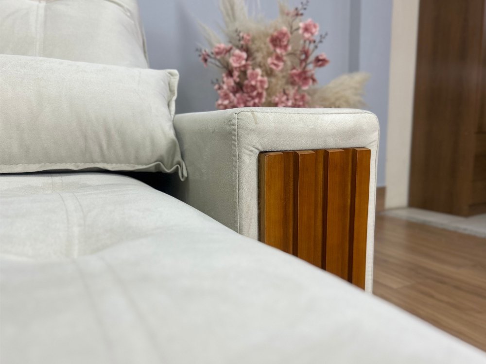 Sofá Retrátil e Reclinável Búzios 2.30m - Bege Veludo - Imagem 4