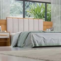 Cabeceira Iris Casal - Cinamomo Ripado/Off White