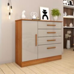 Cômoda Sapateira Chicago 4 Gavetas 1 Porta Tcil - Cinamomo/Off White