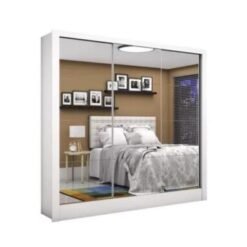 Guarda-Roupa Dubai Premium c/ espelho 3 portas e 3 gavetas - Branco