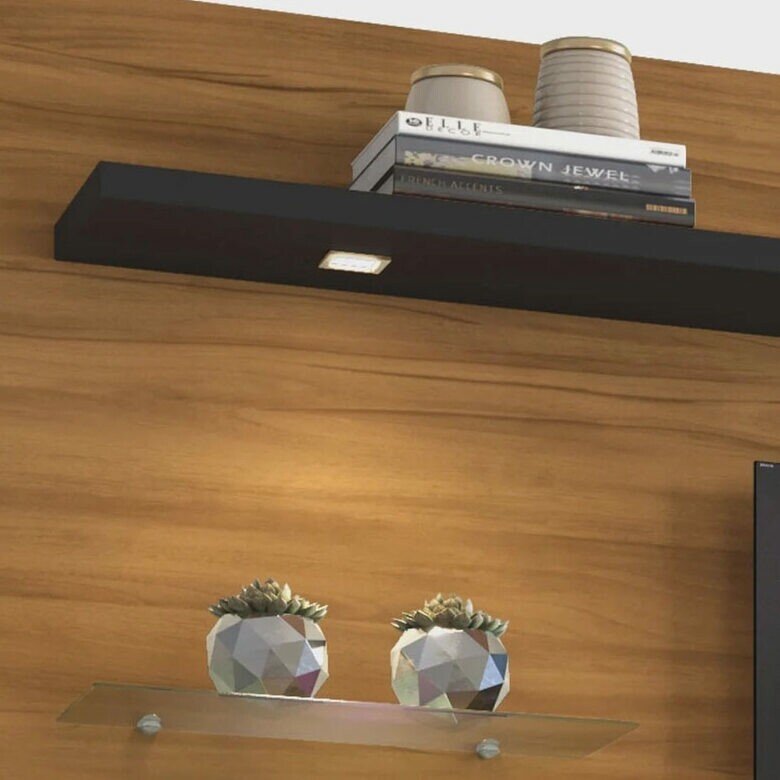 Painel NT 1115 Larg. 1.80m Freijó/Preto C/ Led para TV até 60"- Notável - Imagem 3