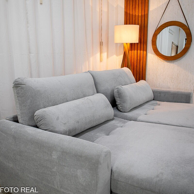 Sofá Retrátil Amaranto Premium 2.30m Veludo Plush Prata - Sem Caixa - Imagem 11