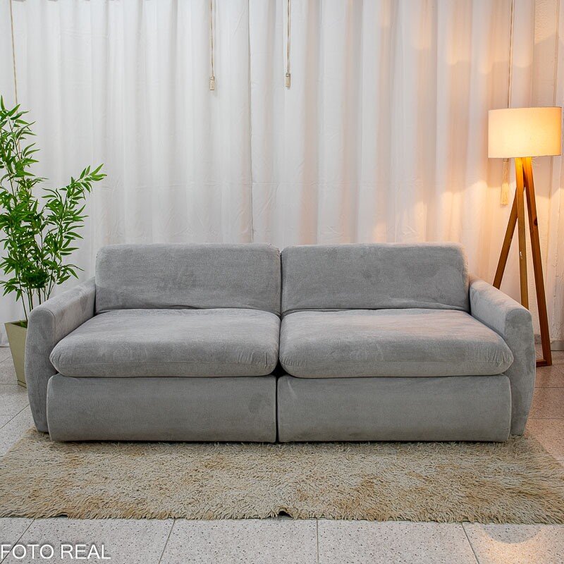 Sofá Retrátil Amaranto Premium 2.30m Veludo Plush Prata - Sem Caixa - Imagem 7