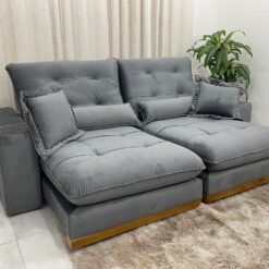 Sofá Retrátil e Reclinável Kioto 2.30m - Cinza Veludo