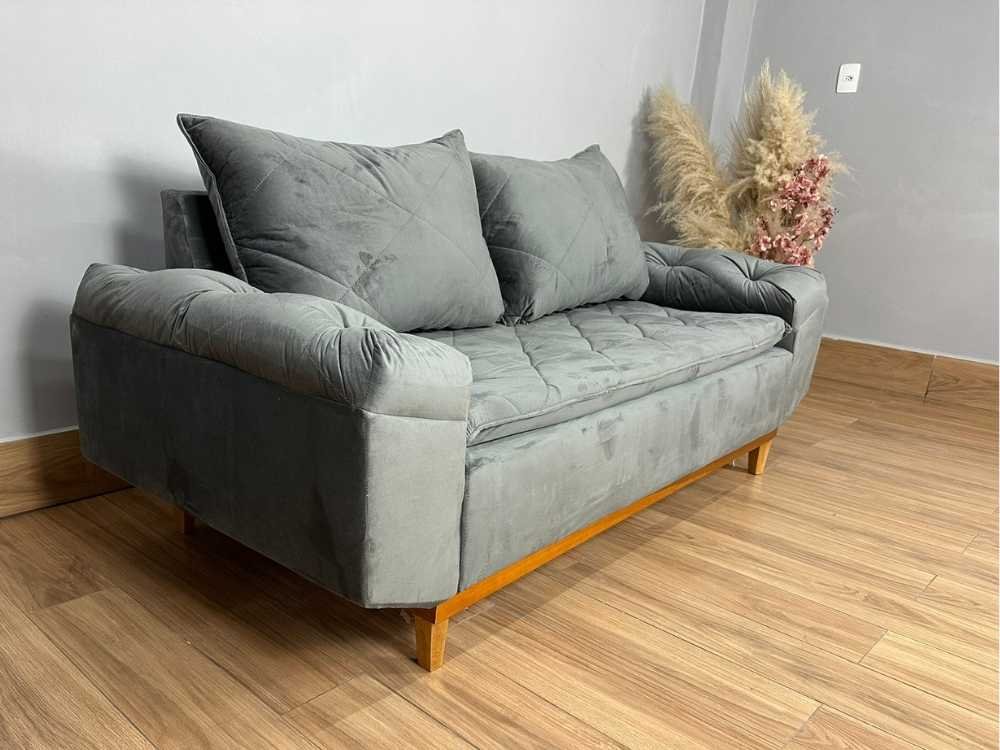 Sofá 3 lugares Berlim 2.00m - Cinza Veludo - Imagem 7