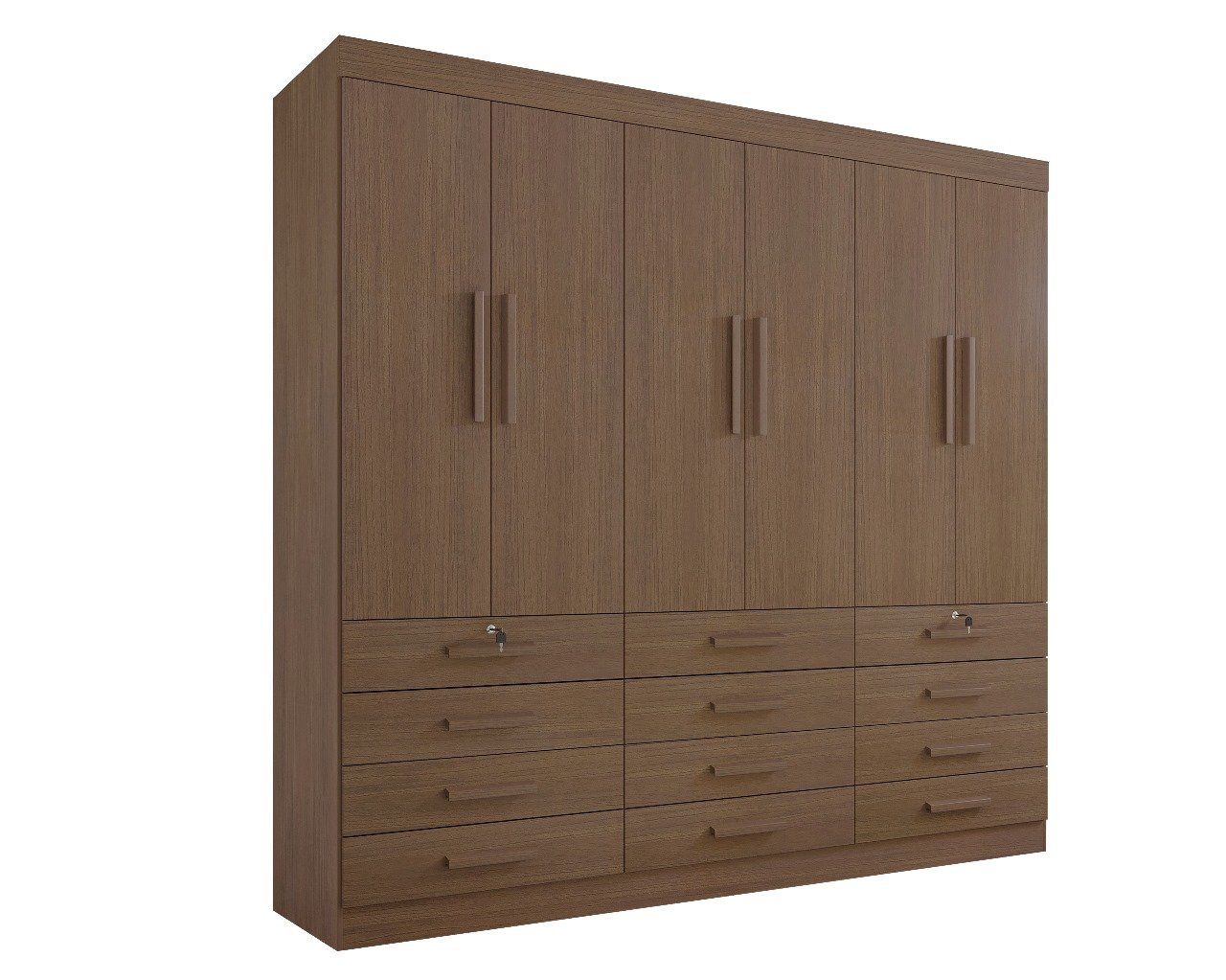 Guarda-Roupa Mônaco 6 portas e 12 gavetas - Castanho