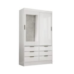 Guarda-Roupa Sevilha c/ espelho 2 portas e 6 gavetas - Branco