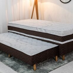 Cama Box Solteiro Livina Molas Ensacadas + Cama Auxiliar Orthoside