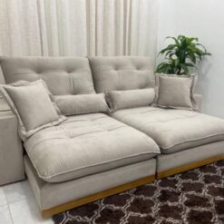 Sofá Retrátil e Reclinável Toronto 2.10m - Capuccino Veludo