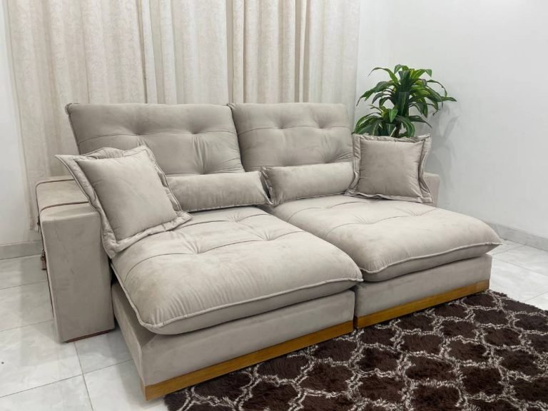 Sofá Retrátil e Reclinável Toronto 2.10m - Capuccino Veludo