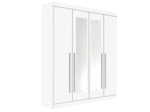 Guarda-Roupa Da Vinci Plus c/ espelho 4 portas e 3 gavetas - Branco