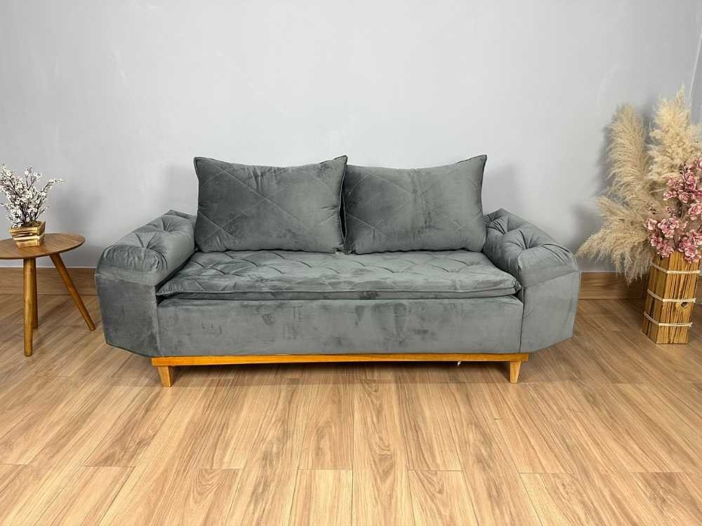 Sofá 3 lugares Berlim 2.00m - Cinza Veludo - Imagem 6