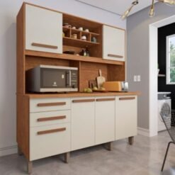 Armário Kit de Cozinha Luna 6 Portas 2 Gavetas - Cinamomo/Off White