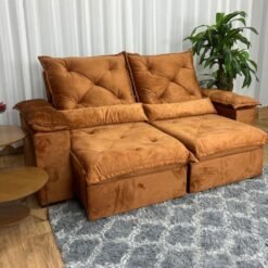 Sofá Retrátil Reclinável Porto Madeiro 2.00m- Terracota Veludo