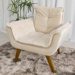 Poltrona Pérola Veludo Bege