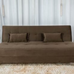 Sofá Cama Arpoador Veludo Marrom Larg. 1.85m
