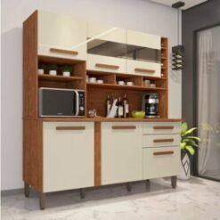 Armário Kit de Cozinha Alexia 6 Portas 2 Gavetas - Cinamomo/Off White