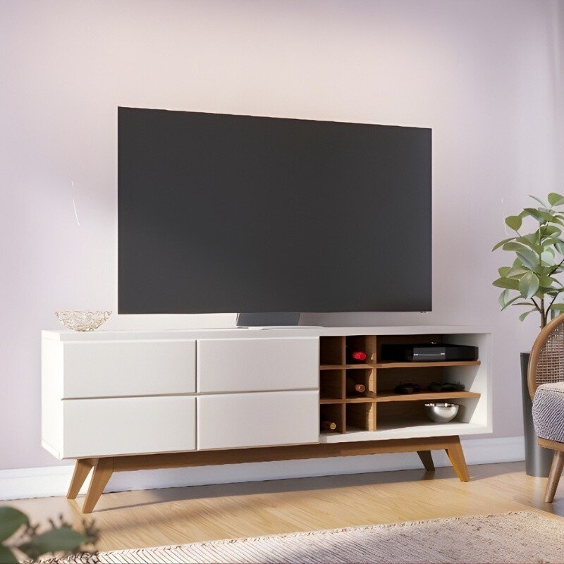 Bancada Noronha Larg. 1.80m Off/Freijó para TV até 70" - Colibri