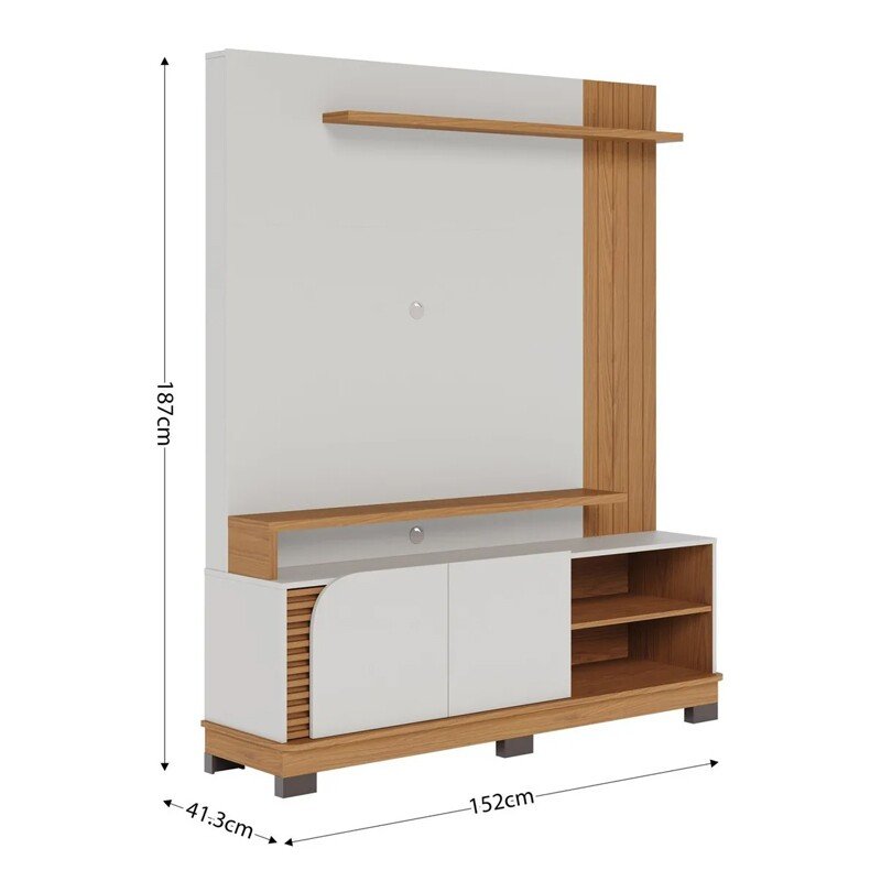 Home Jurerê Larg. 1.50m Off/Freijó para TV até 65" - Colibri - Imagem 2