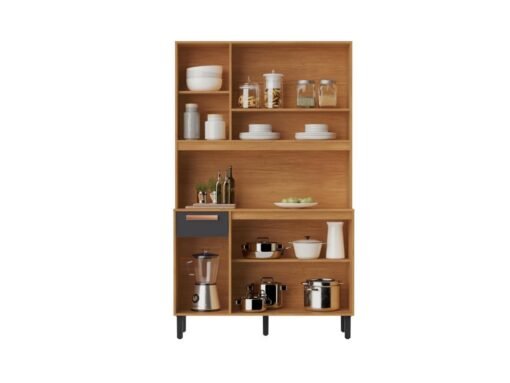 Armário Kit de Cozinha Nápoles 1,20m - Cinamomo/Grafite - Imagem 2